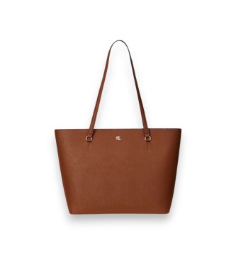 Bolso tote Karly mediano de piel cruzada marrón