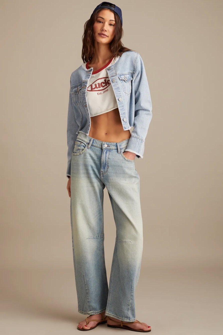 Image of Lucky Brand Barrel Wide Leg - Women's Pants Denim Wide Leg Jeans in Saddle Up Wash