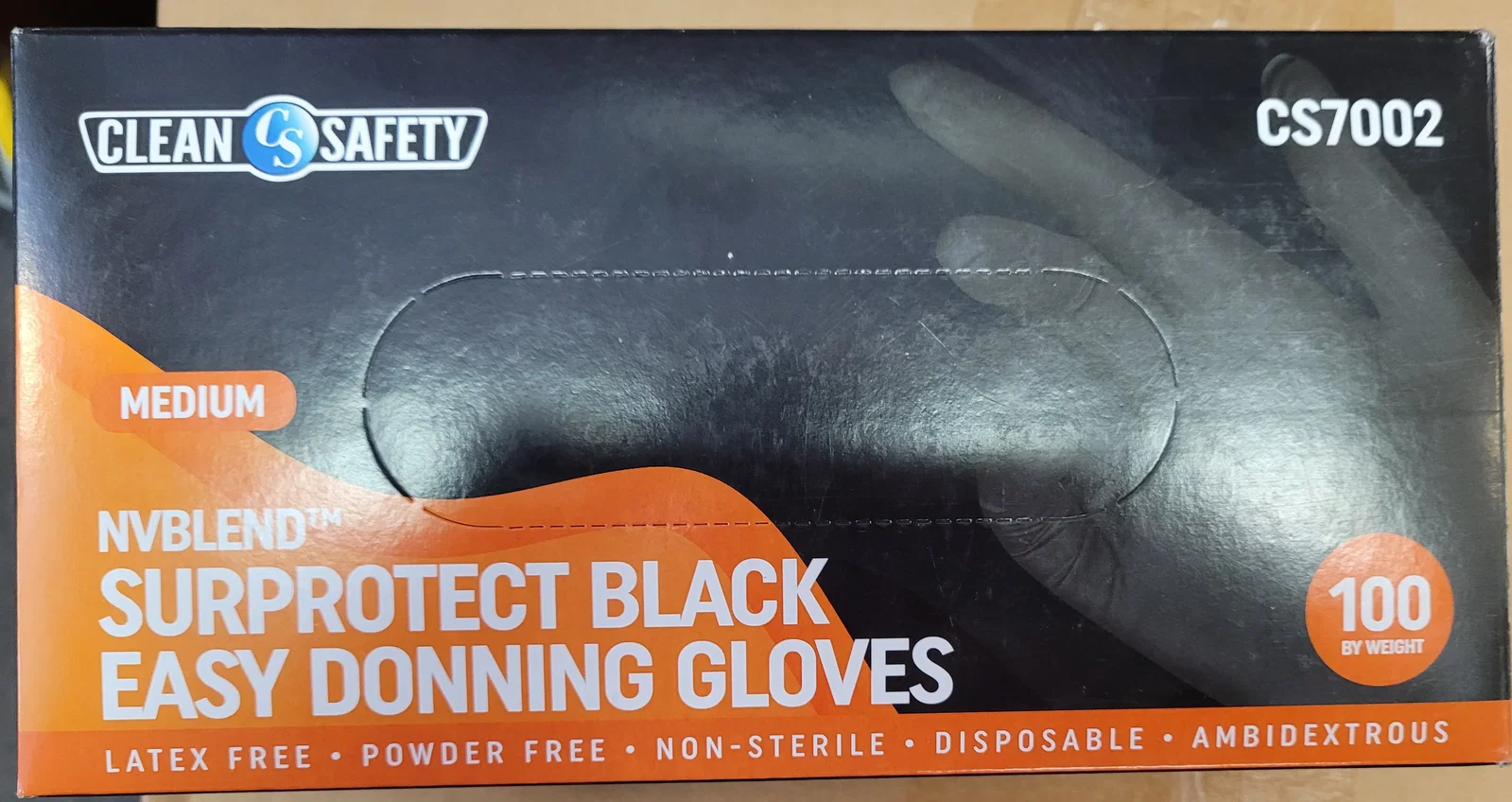 Image of Clean Safety - 6 mil Pcs Textured Latex Free Black Nitrile and Vinyl Blend (Vitrile) - Case (1000 gloves)or Box (100 gloves)