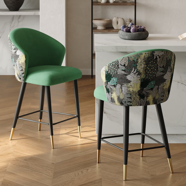 Arcora Green Velvet Counter Stool with Upholstered, 1 Piece