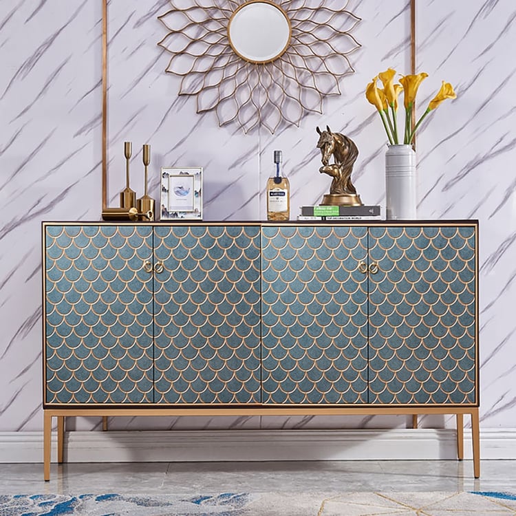 Modern 59" Wood Sideboard with 4 Doors & Adjustable Shelves