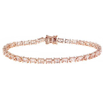 Peach Morganite 18K Rose Gold Over Sterling Silver Tennis Bracelet 5.40ctw