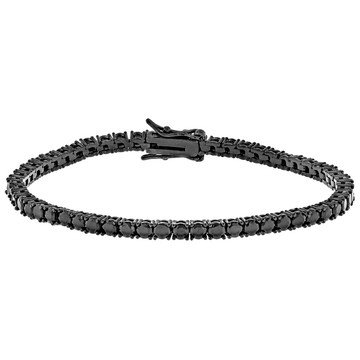 Black Cubic Zirconia, Black Rhodium Plated Tennis Bracelet 10.08ctw