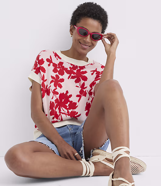 Floral Jacquard Wedge Sweater Tee