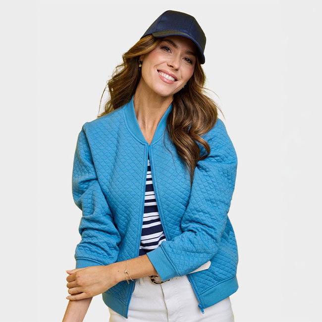 Mock Quilt Jersey Zip Jacket - LA495