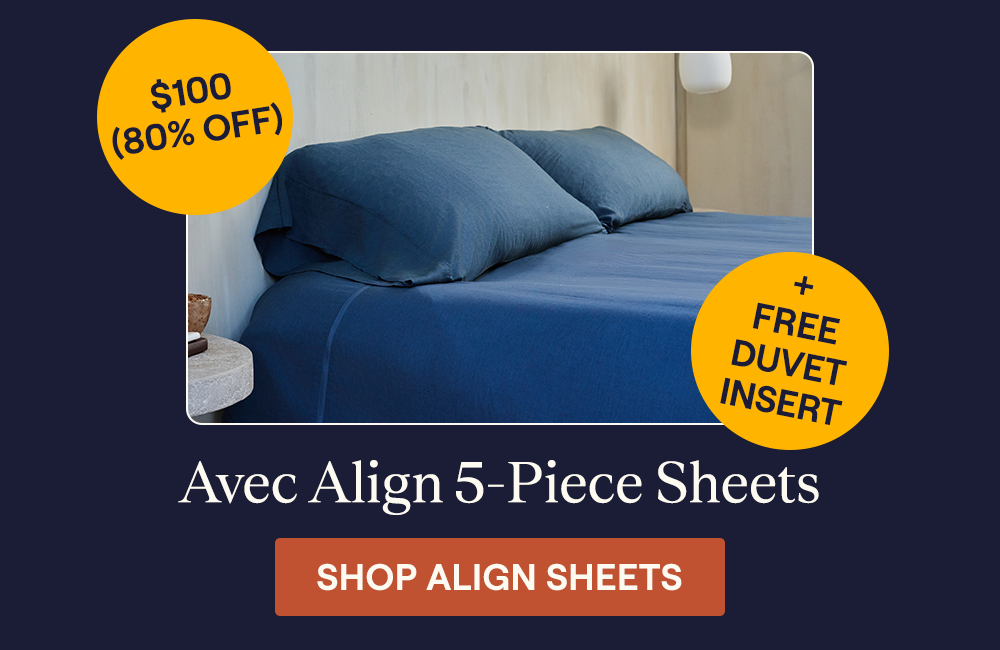 The Harbor Avec Align Sheet Set on a bed