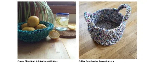 This week's free patterns - Classic Fiber Bowl and Bobble Gem Crochet Basket