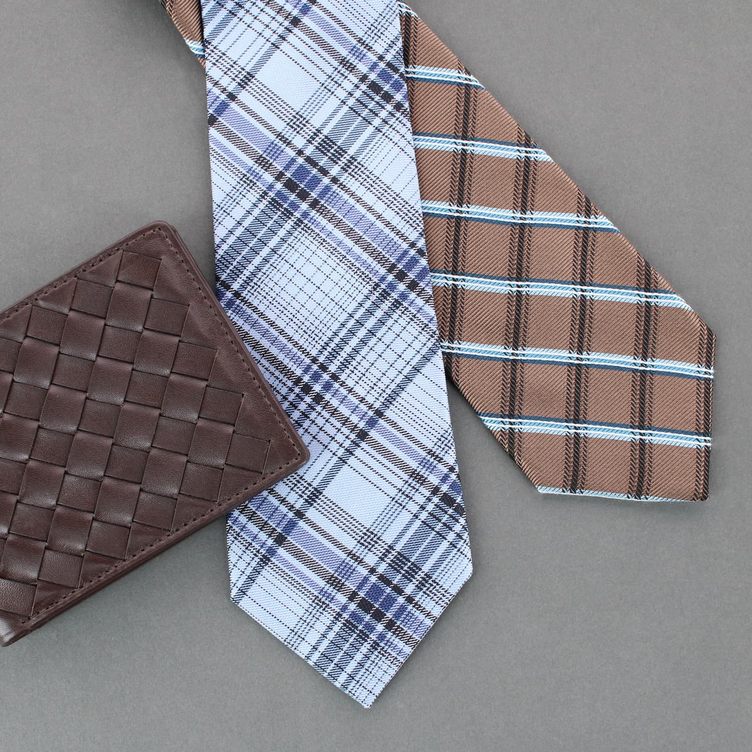 Neckties and a leather wallet