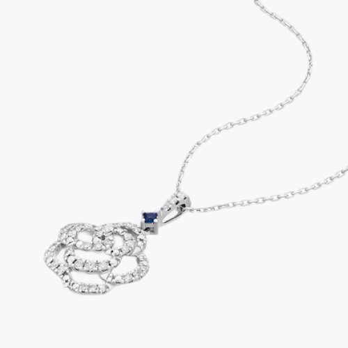 Vera Wang Sterling Silver Diamond & Sapphire Rose Large Pendant Necklace