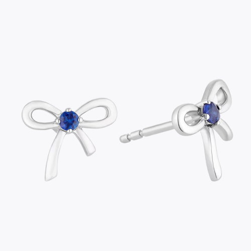 Vera Wang Sterling Silver Sapphire Bow Stud Earrings