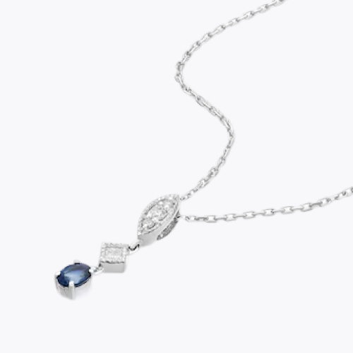 Vera Wang Sterling Silver Diamond & Sapphire Trilogy Pendant Necklace