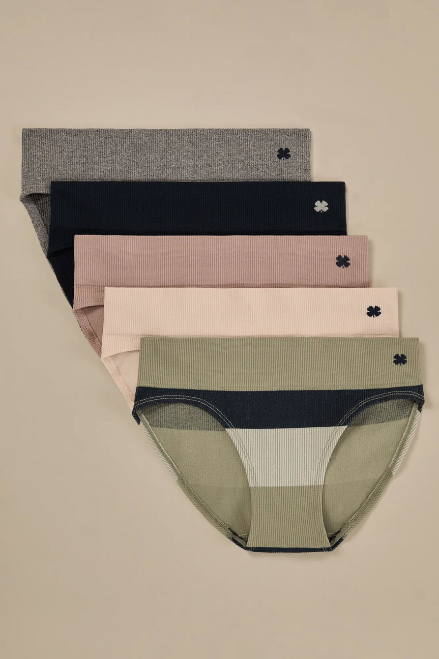 Image of Lucky Brand 5Pk Seamless Bikinis in Limelight