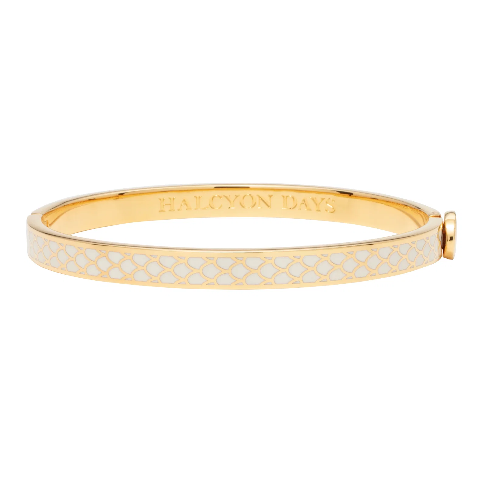 Image of Skinny Salamander Hinged Bangle in Cream & Gold