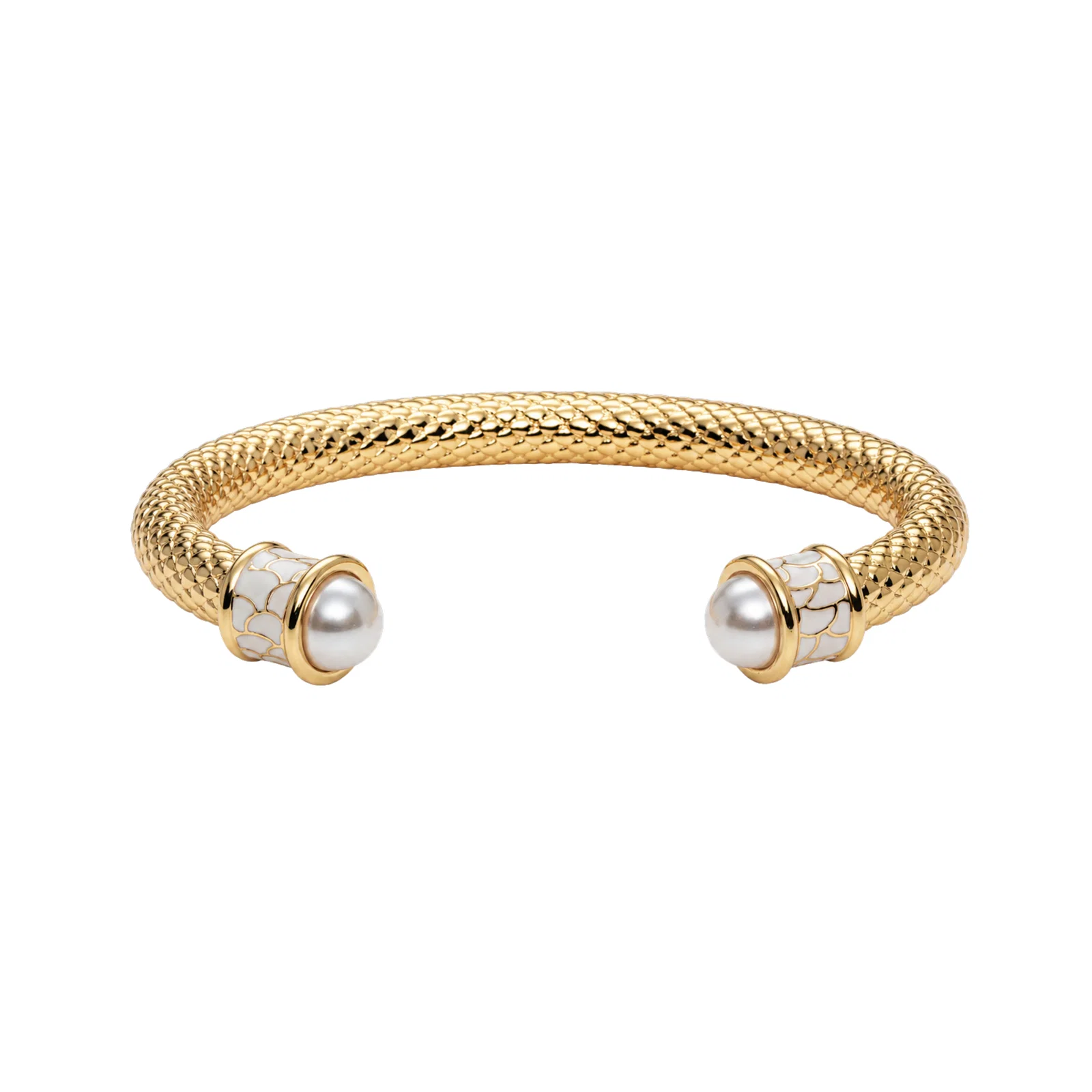 Image of Salamander Torque Bangle in Pearl & Gold