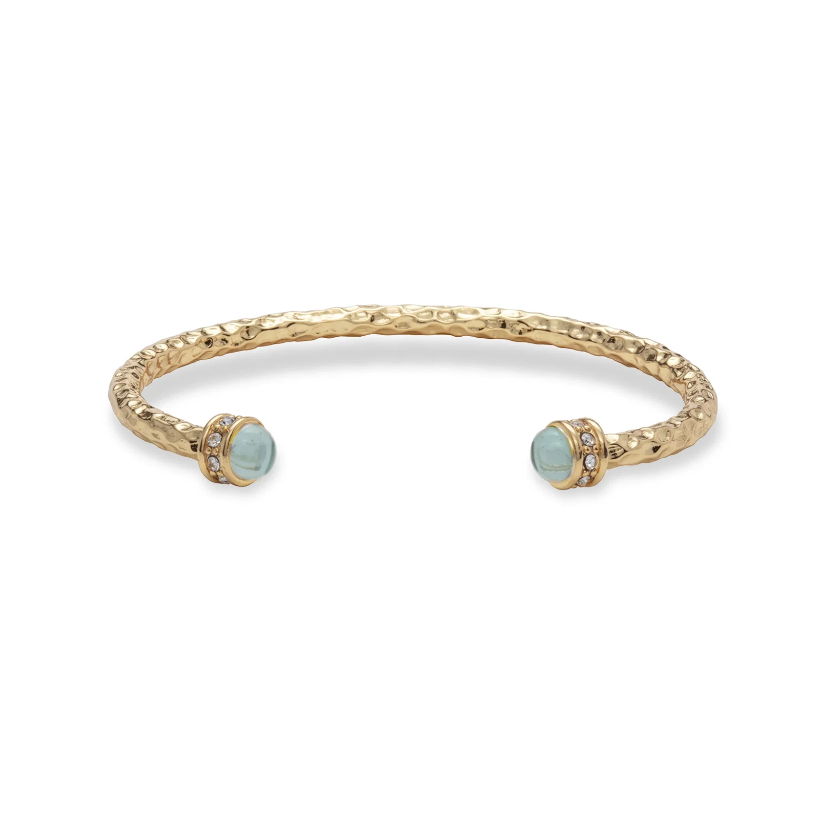 Image of Hammered Torque Aquamarine & Gold Bangle