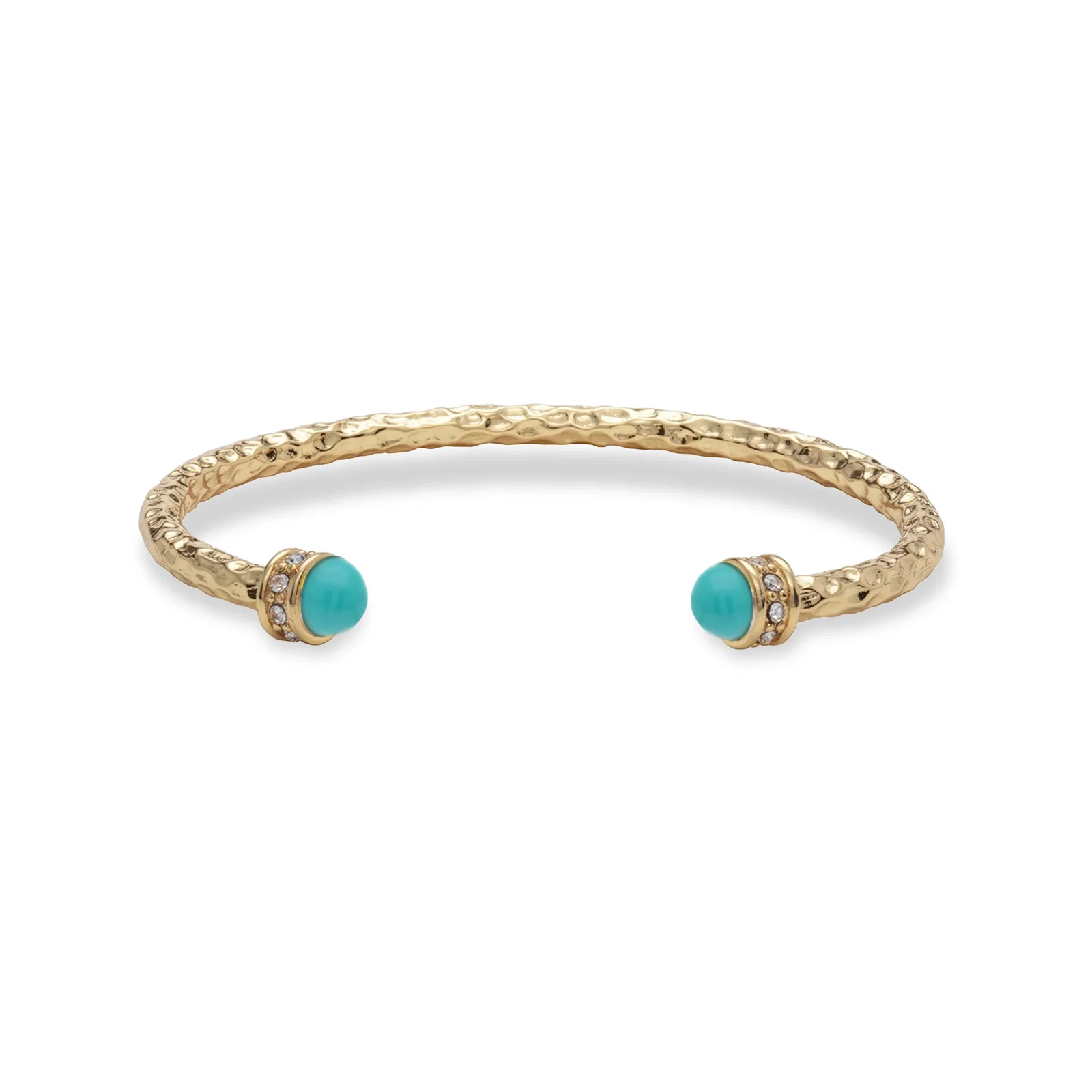 Image of Hammered Torque Bangle in Turquoise & Gold