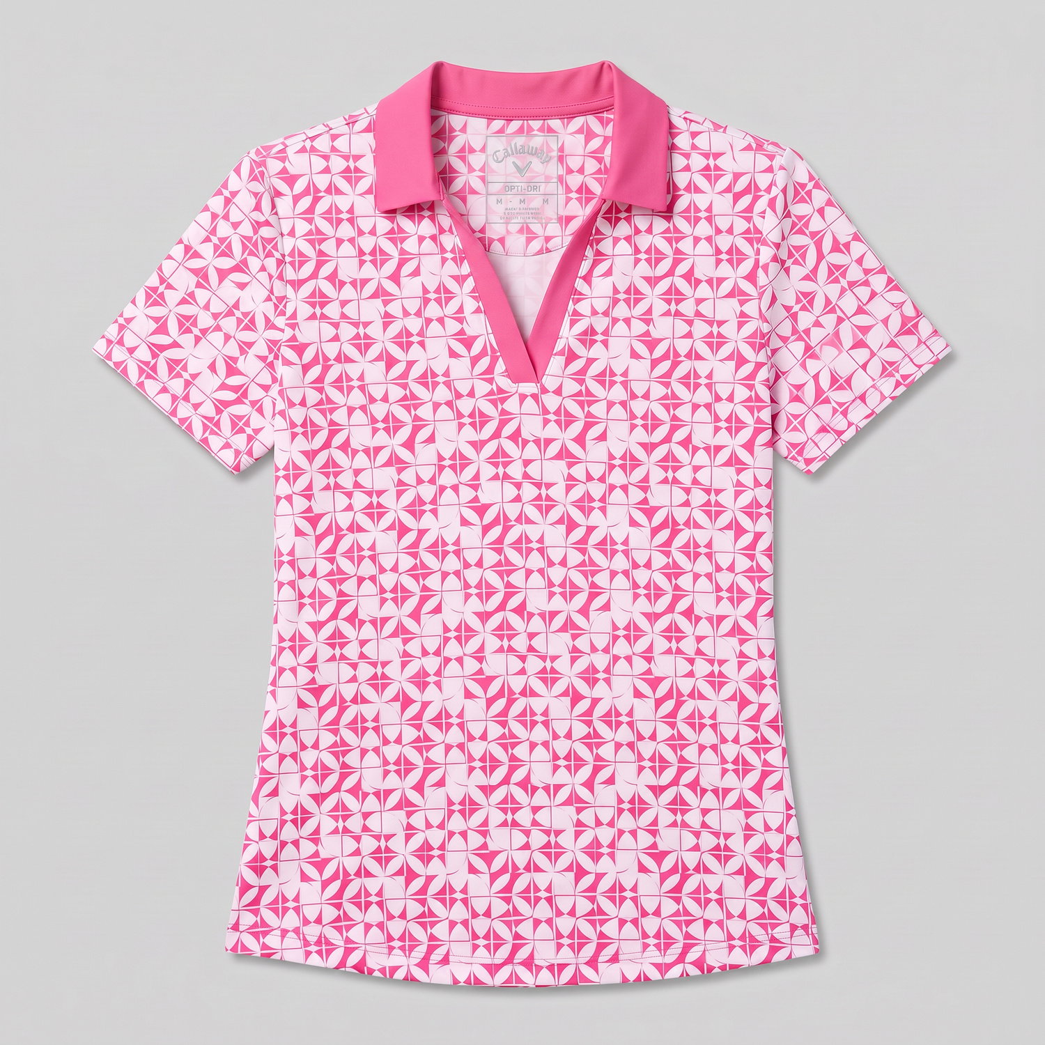 Womens Geometric Print Golf V-Neck Polo