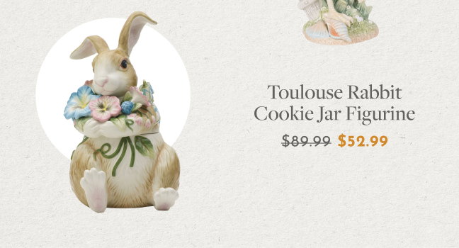 Toulouse Rabbit Cookie Jar Figurine $52.99