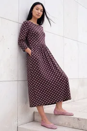 Polka Dot Print Pocket Dress