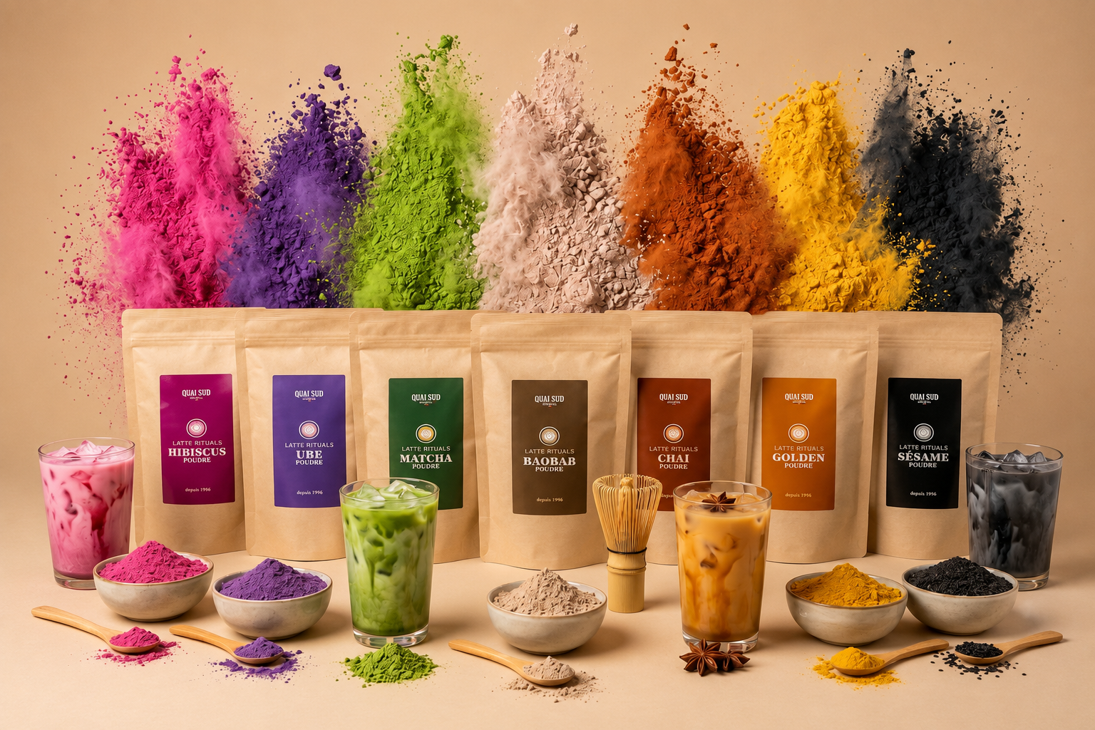 Les sept poudres Latte Rituals et leurs nuages de couleur