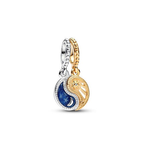 Charm Pendant Séparable Soleil et Lune Bimatière