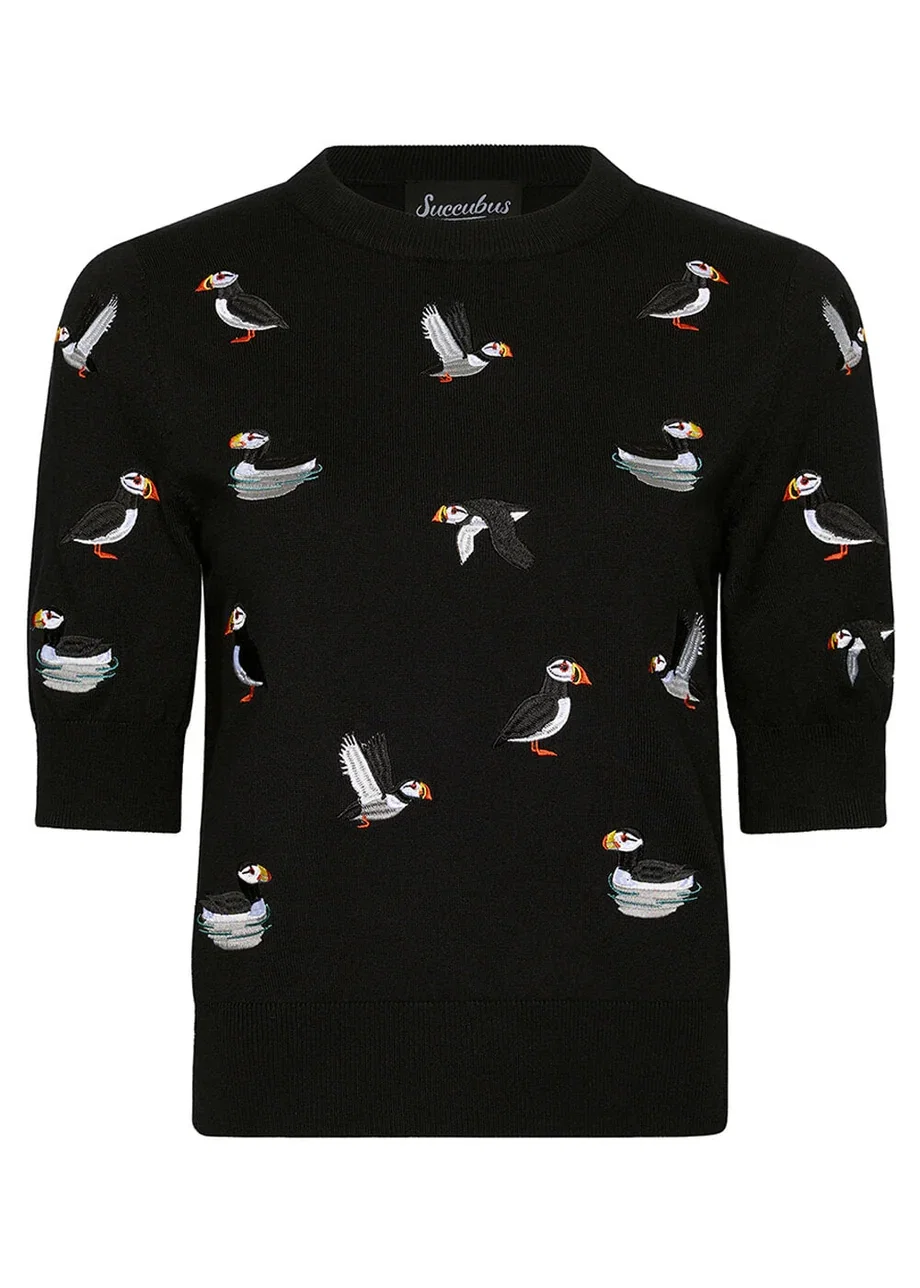 Succubus Clothing Puffins Truitje in Zwart