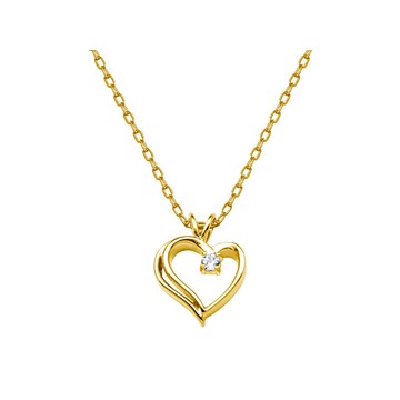 White Topaz 14k Yellow Gold Over Brass Pendant with Chain 0.13ctw