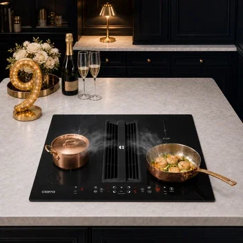CIARRA ONE World’s First 830mm Induction Hob with Integrated Extractor – Best Built-in Plasma⁺ Extractor Hob CBBEH834BBF-OW