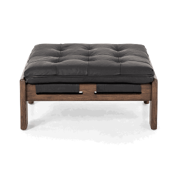 Halston Top Grain Leather Ottoman Heirloom Black