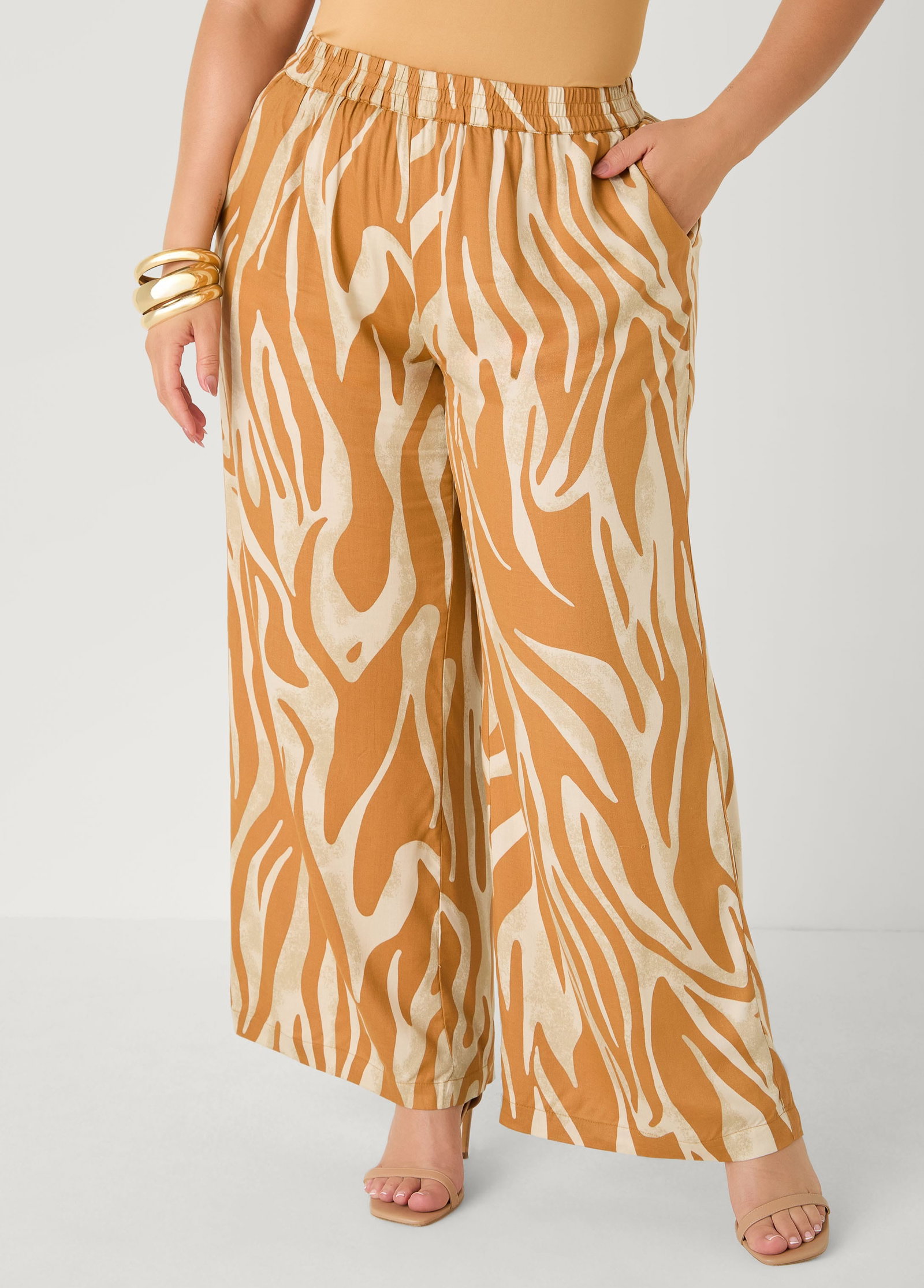 Zebra Print Wide Leg Pants