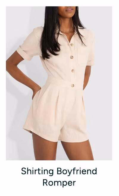 Shirting Boyfriend Romper in Natural Linen