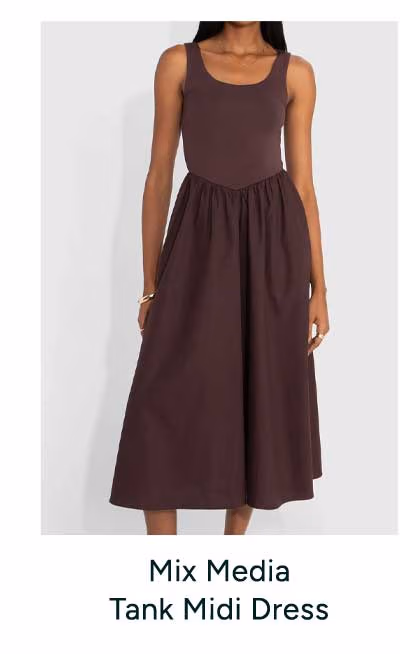Mix Media Tank Midi Dress in Coffee
