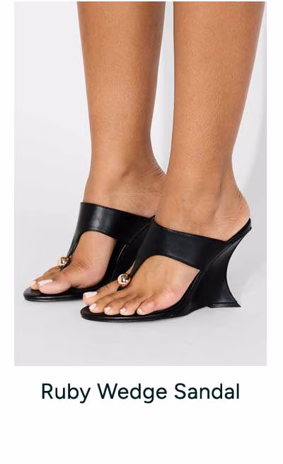 Ruby Wedge Sandal in Black