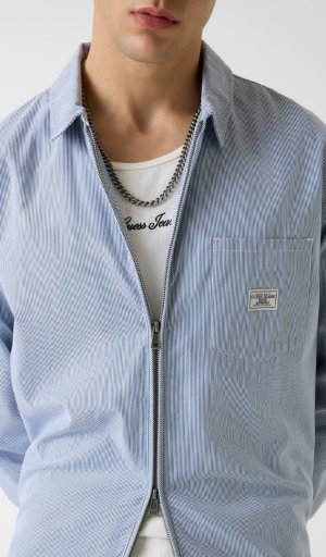 Guess Jeans Blue Zip Front Shirt