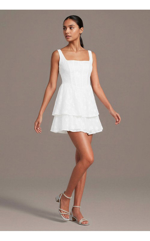 Floral Jacquard Tiered Corset Mini Dress
