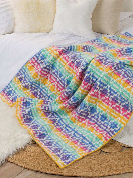 Free Mosaic Diamonds Crochet Blanket Pattern