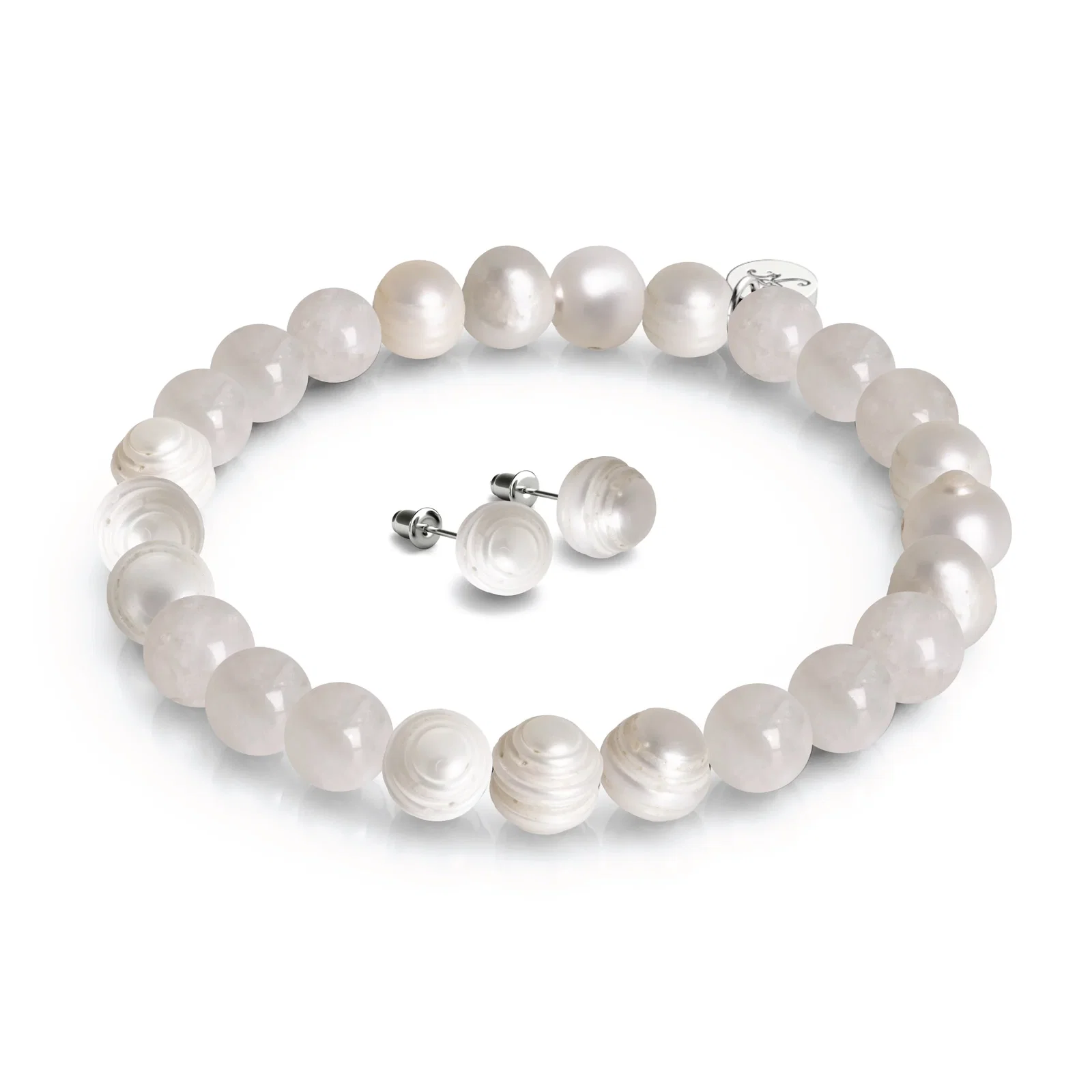 Image of Mother of the Moon AAA Moonstone & Pearl Bracelet & Earring Set