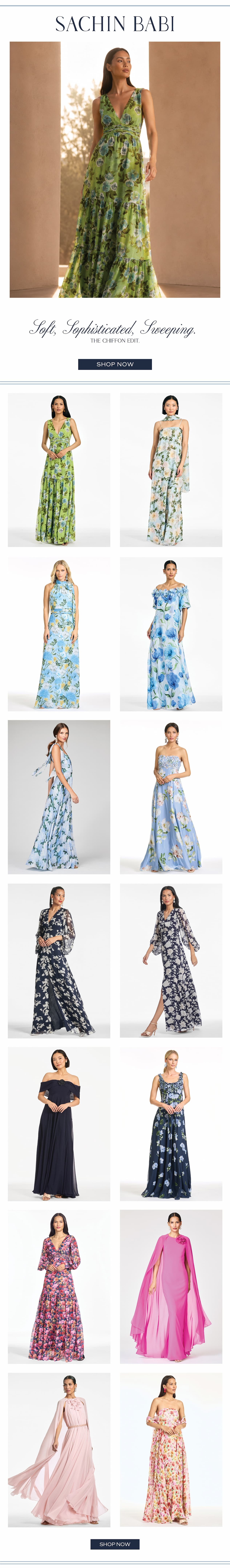 the chiffon edit. chiffon gowns that are airy have movement and are sophisticated.
