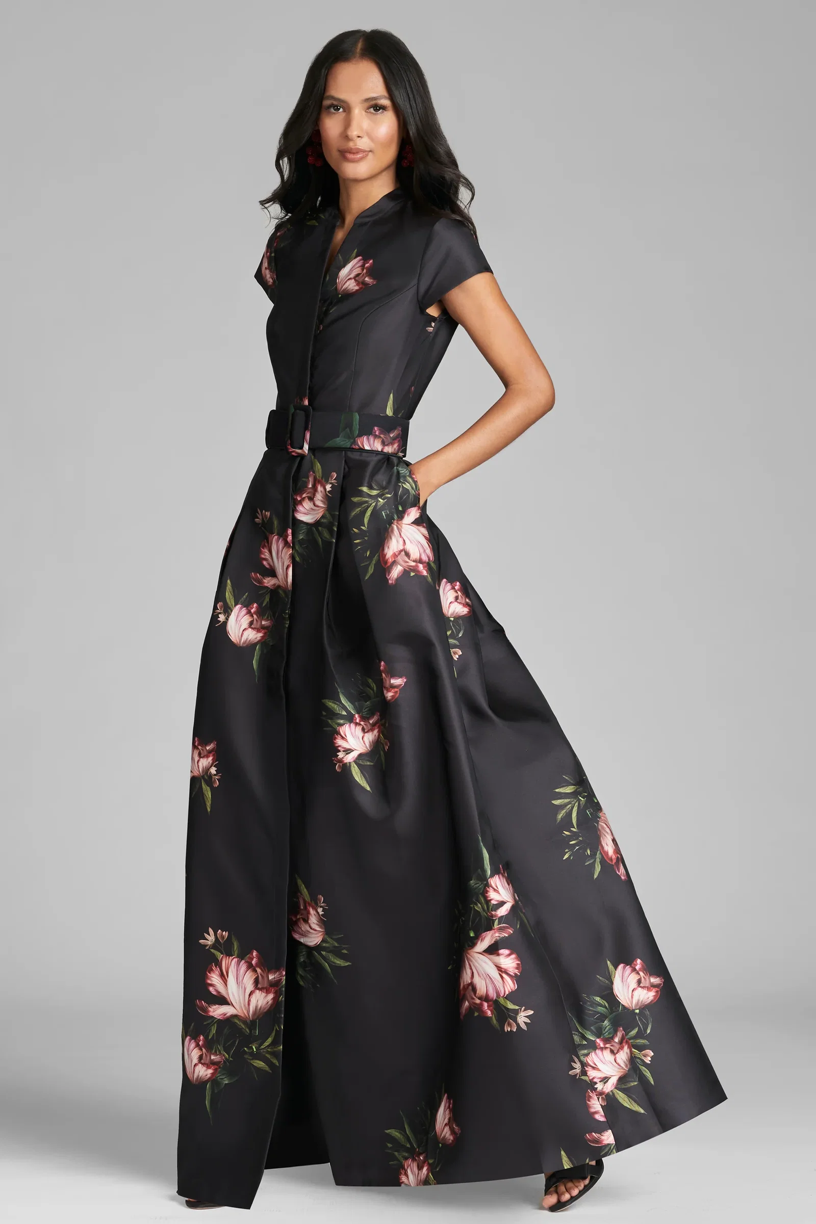 Image of MARTA GOWN - NOIR BLOSSOM