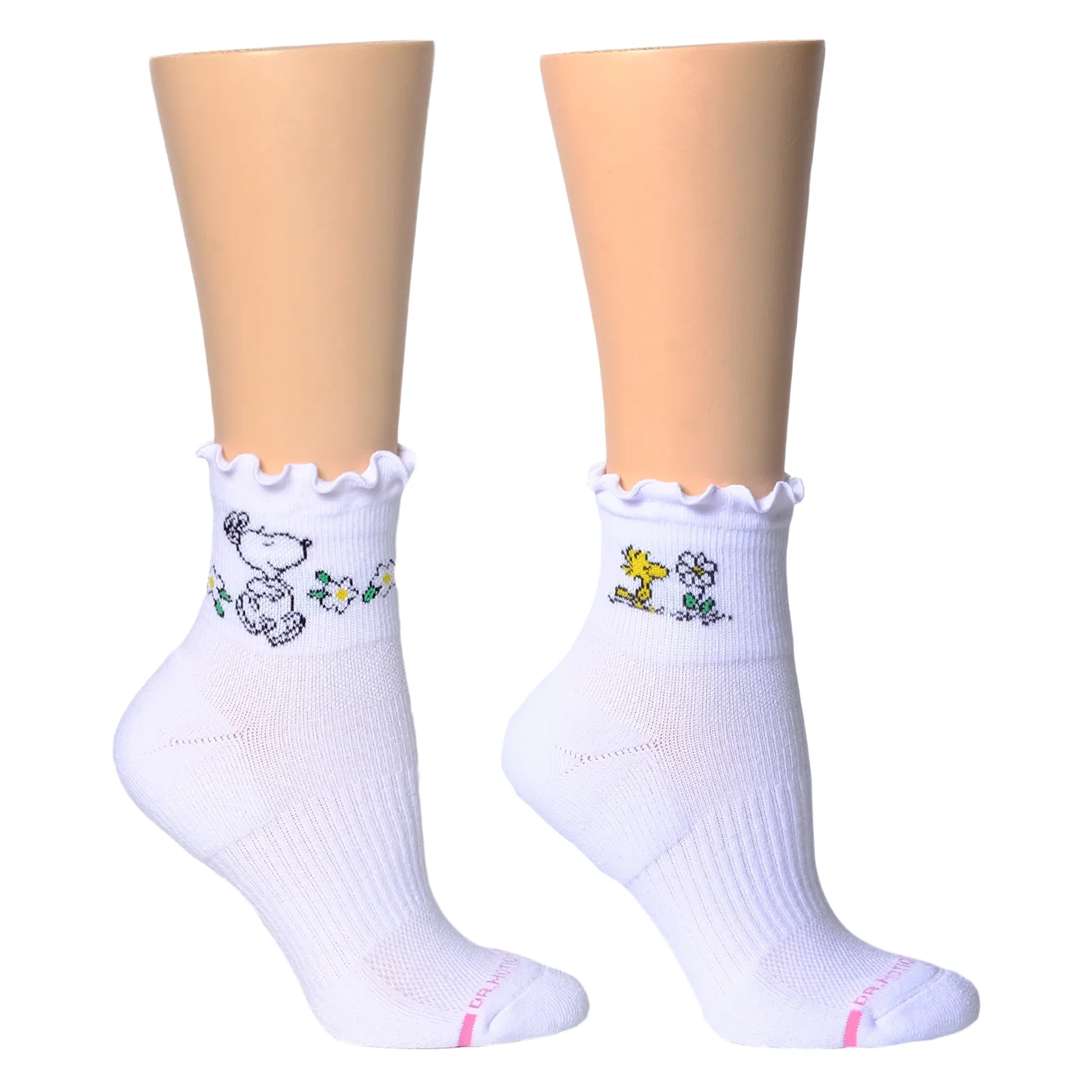 Image of Snoopy Floral Lettuce Edge | Quarter Compression Socks For Women