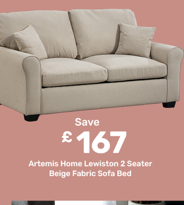 Artemis Home Lewiston 2 Seater Beige Fabric Sofa Bed - save £167