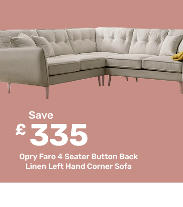 Opry Faro 4 Seater Button Back Linen Left Hand Corner Sofa - save £335
