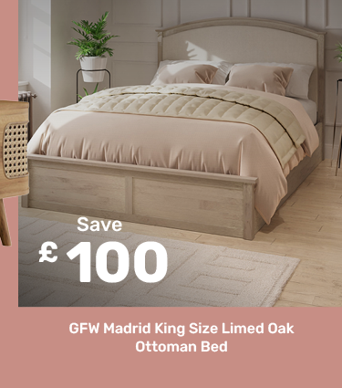 GFW Madrid King Size Limed Oak Ottoman Bed. save £100
