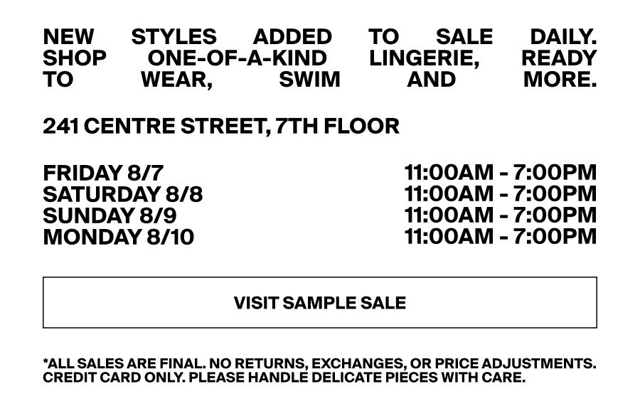 NYC Sample Sale - Visit Sample Sale