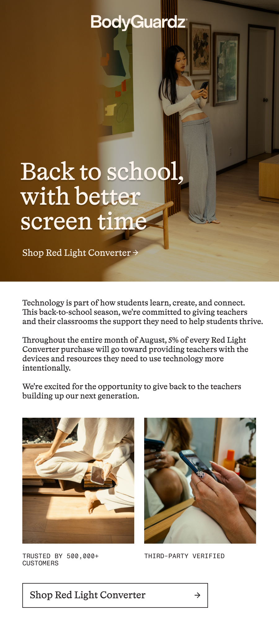 Throughout the entire month of August, 5% of every Red Light Converter purchase will go toward providing teachers with the devices and resources they need to use technology more intentionally.