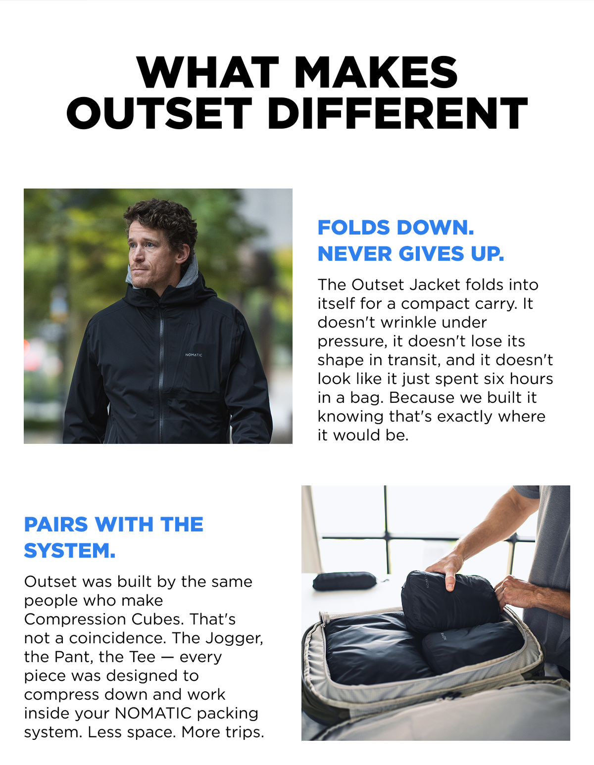 What makes Outset different  -FOLDS DOWN. NEVER GIVES UP. -PAIRS WITH THE SYSTEM.