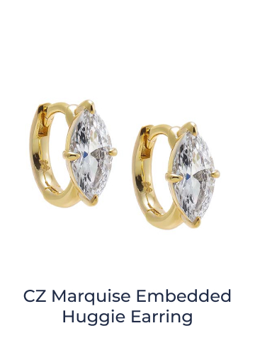 CZ Marquise Embedded Huggie Earring