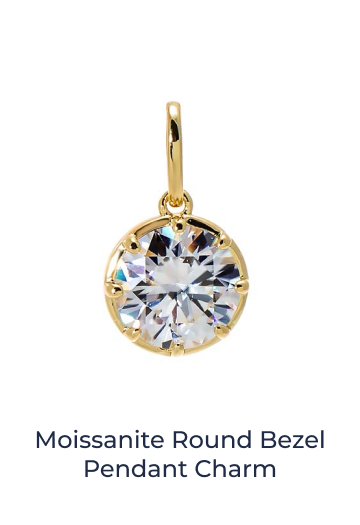 Moissanite Round Bezel Pendant Charm