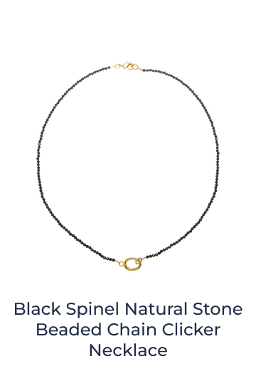 Black Spinel Natural Stone Beaded Chain Clicker Necklace