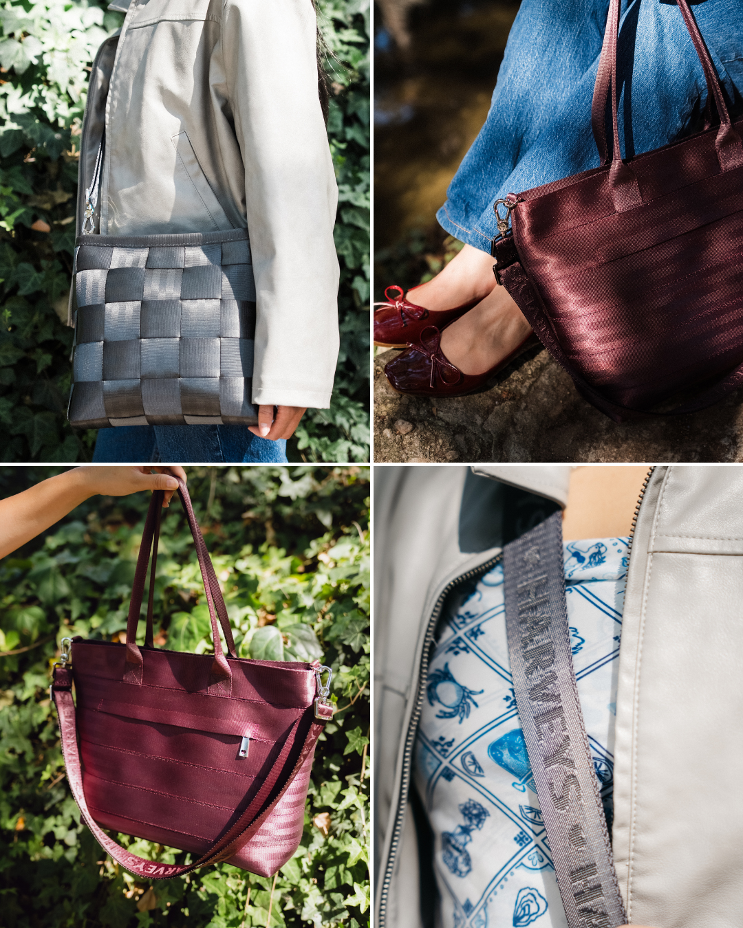 Mini Messenger in Storm & Medium Streamline Tote in Merlot
